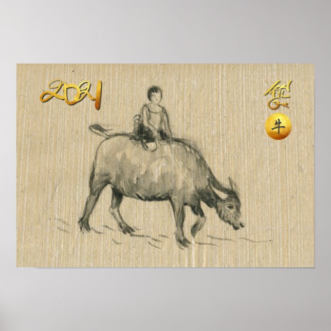 Vatten Buffalo Child Chinese Ox Year 2021 HorP Poster (Framsidan)