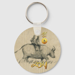 Vatten Buffalo Children Chinese Ox Year 2021 RK Nyckelring