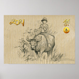 Vatten Buffalo Kid Chinese Ox Year 2021 HorP Post Poster
