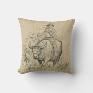 Vatten Buffalo Kid Chinese Ox Year 2021 Sq Pillow Kudde