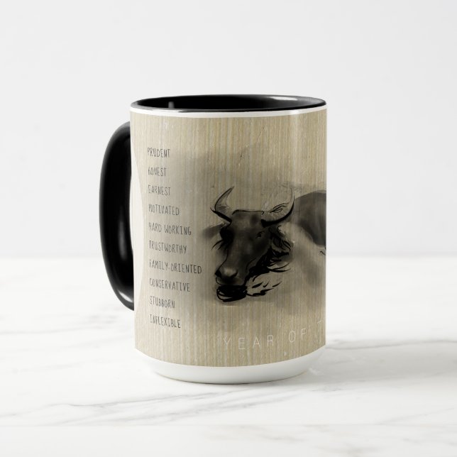 Vatten Buffalo kinesisk Ox-årsdag - personlighet Mugg (Framsida vänster)