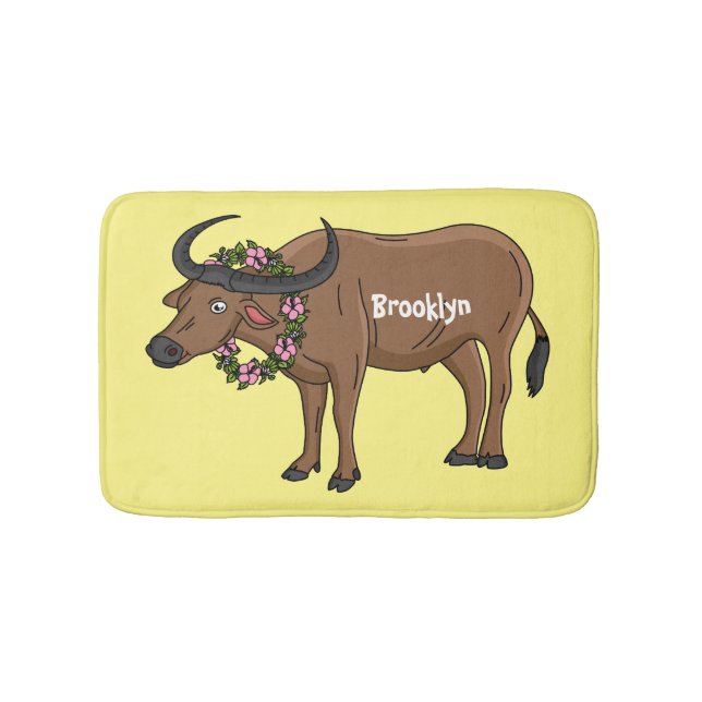 Vatten buffalo med illustration av blommornas teck badrumsmatta (Framsidan)