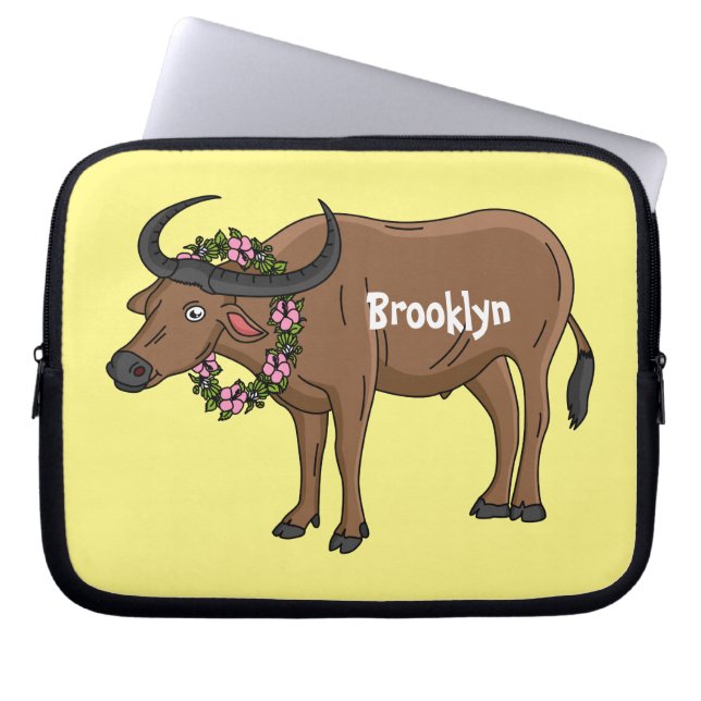 Vatten buffalo med illustration av blommornas teck laptop fodral (Framsidan)