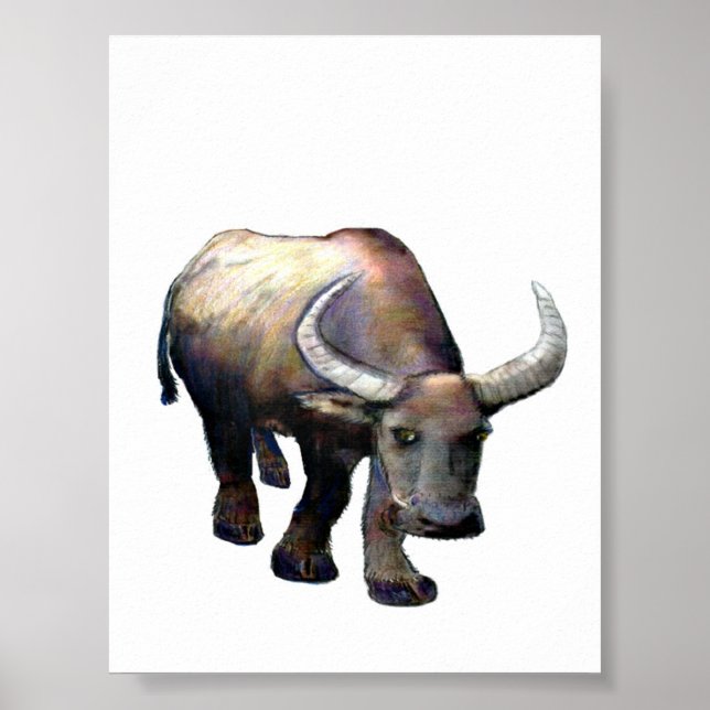 Vatten Buffalo Ox China Colossal Giclée Gibney Poster (Framsidan)