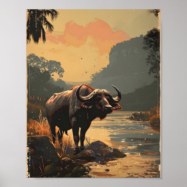 Vatten Buffalo vintage Poster (Framsidan)
