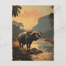 Vatten Buffalo vintage Vykort