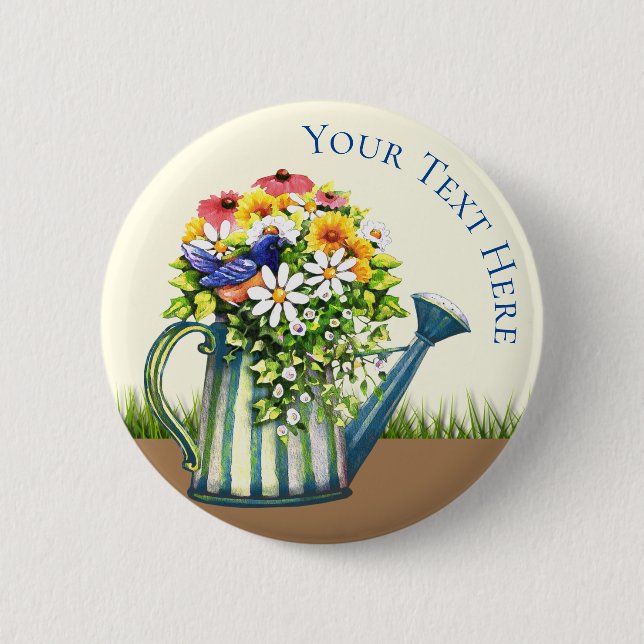 Vatten Can med Wildblommor Knapp (Framsida)