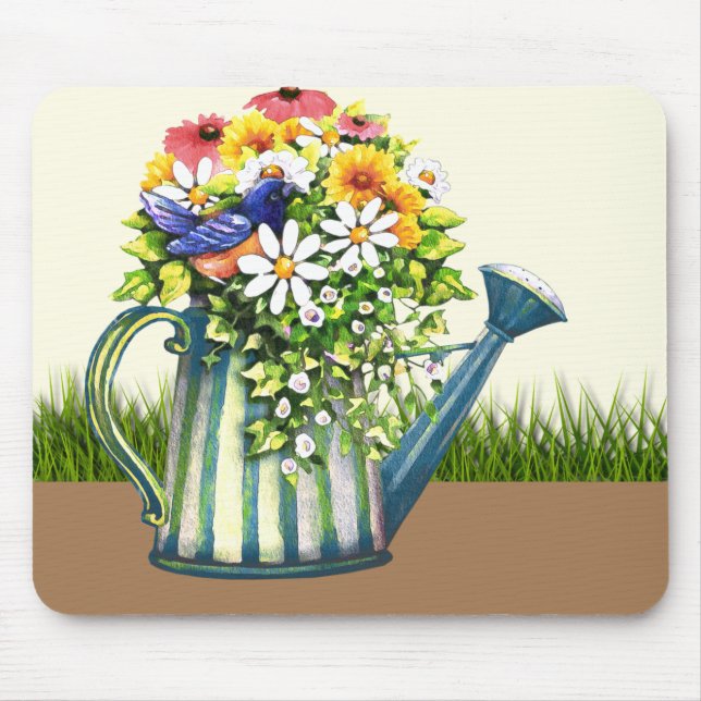 Vatten Can med Wildblommor Musmatta (Framsidan)