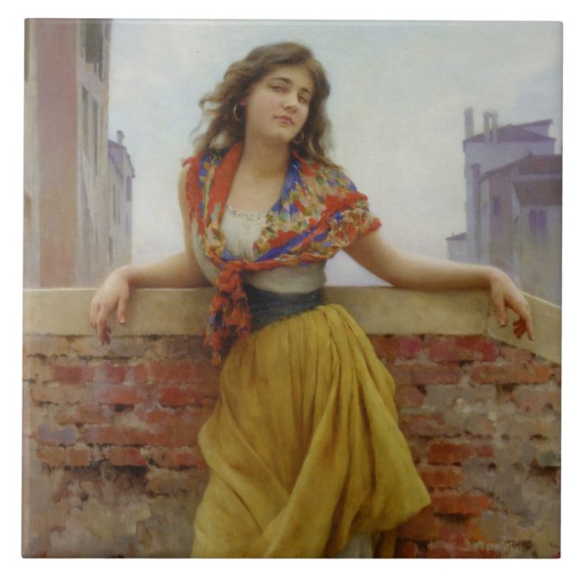 Vatten-Carrier Girl Kakelplatta (Framsidan)