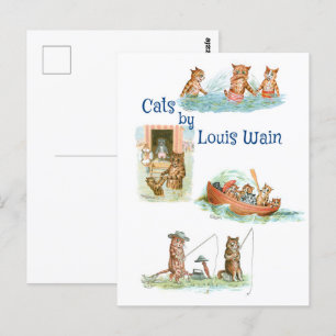 Vatten Cats av Louis Wain Vykort