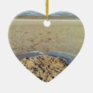 Vatten-cirkel i Sand på strand, sommartid Julgransprydnad Keramik