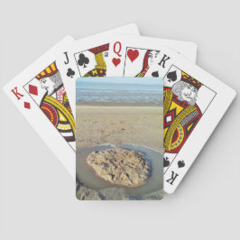 Vatten-cirkel i Sand på strand, sommartid Spelkort