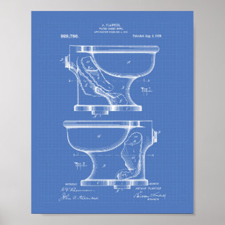 Vatten Closet Bowl 1909 Patent Art Blueprint Poster