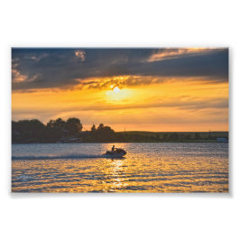 Vatten Craft on Sjö Wabaunsee at Sunset, Kansas Fototryck