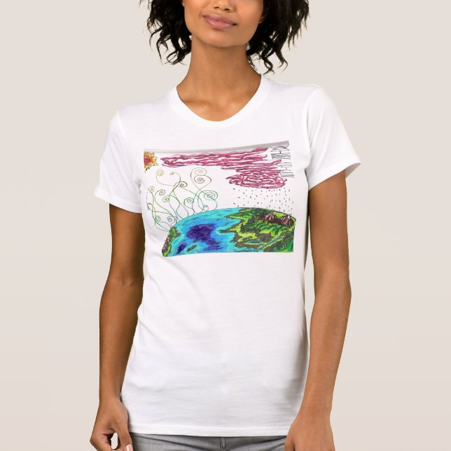 Vatten cyklar locket bästa Sleved T-shirt (Framsida)