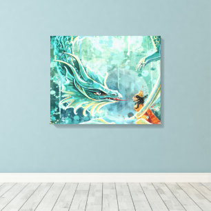 Vatten Dragon Art Canvastryck