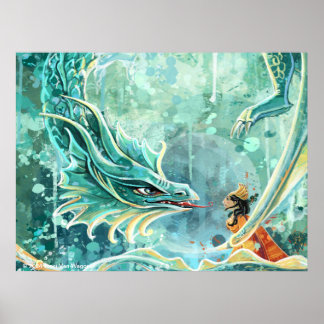 Vatten Dragon Art Poster