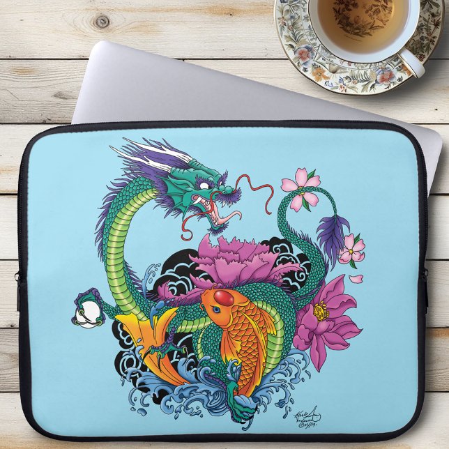 Vatten Dragon & Koi Laptop Fodral (Skapare uppladdad)