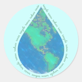 Vatten Drop Earth Stickers Runt Klistermärke