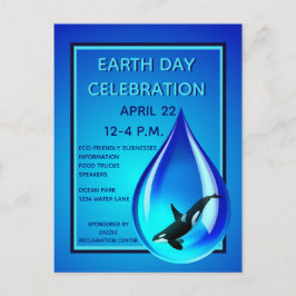 Vatten Drop och Orca Earth Day Notification Vykort