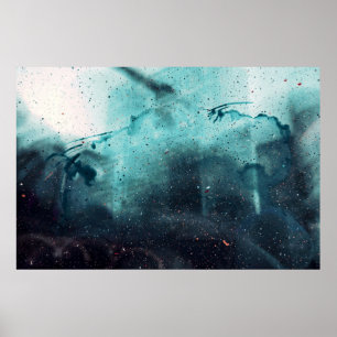 Vatten droppar i glasfönster poster