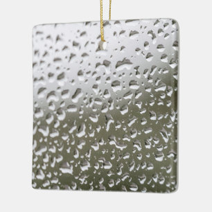 Vatten droppar på glas, regndroppar på glas julgransprydnad keramik