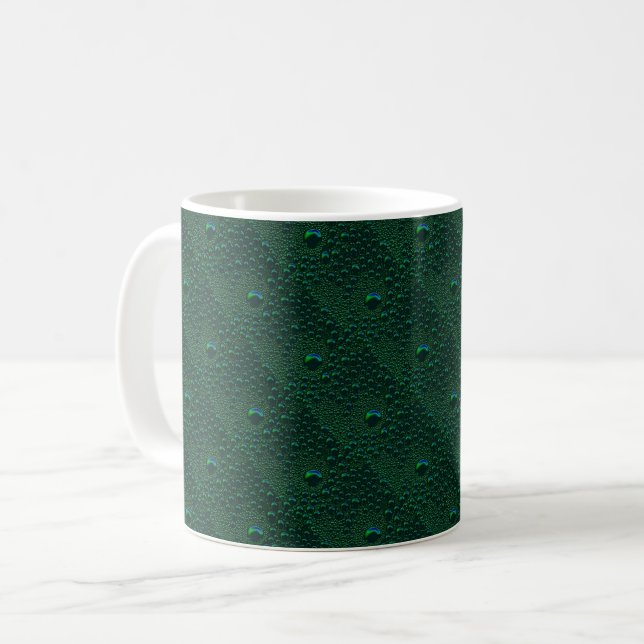 Vatten droppar på Grönt Metall Kaffemugg (Framsida vänster)