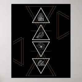 Vatten Earth Luft Fire Fyra Inslag Poster