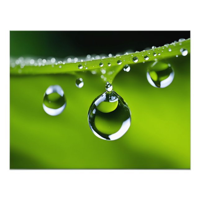 Vatten faller på löv fototryck (Framsidan)