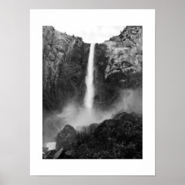 Vatten Falls Bridalveil Black and White Photograph Poster