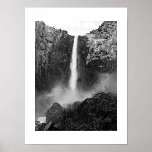 Vatten Falls Bridalveil Black and White Photograph Poster
