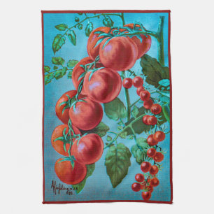Vatten Färg Art Red Vine Tomates Kökshandduk