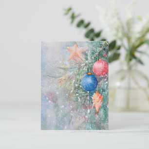 Vatten Färg Bauble julvykort Elegant Vykort