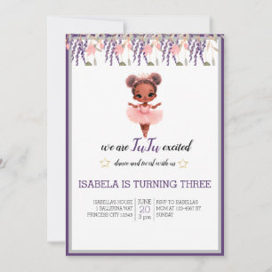 Vatten Färg Blommigt Ballerina Dancer Birthday Inbjudningar