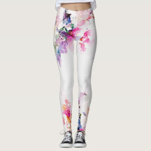 Vatten Färg Blommigt Leggings