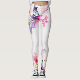 Vatten Färg Blommigt Leggings
