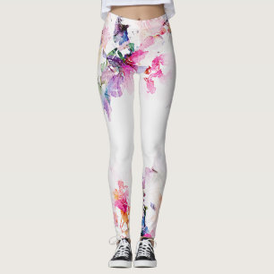 Vatten Färg Blommigt Leggings