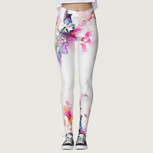 Vatten Färg Blommigt Leggings (Framsida)