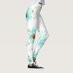 Vatten Färg Blommigt Leggings