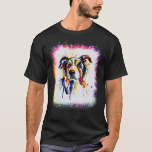 Vatten Färg Collie Hund Boy Tie Dye Ble T Shirt