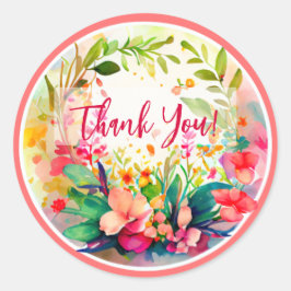 VATTEN FÄRG DESIGN FLOWERS ’TACK’ RUNT KLISTERMÄRKE