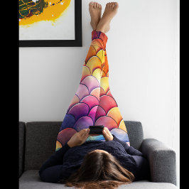 Vatten Färg Dragon Scales Leggings - Fantasy
