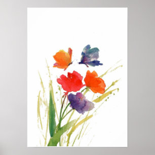 vatten färg-fjäril poster