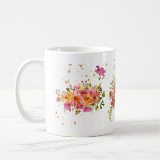 Vatten färg Flower Bright Guld Coffee Mugg