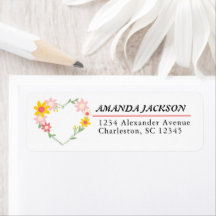 Vatten Färg Flowers Surround Heart Shape