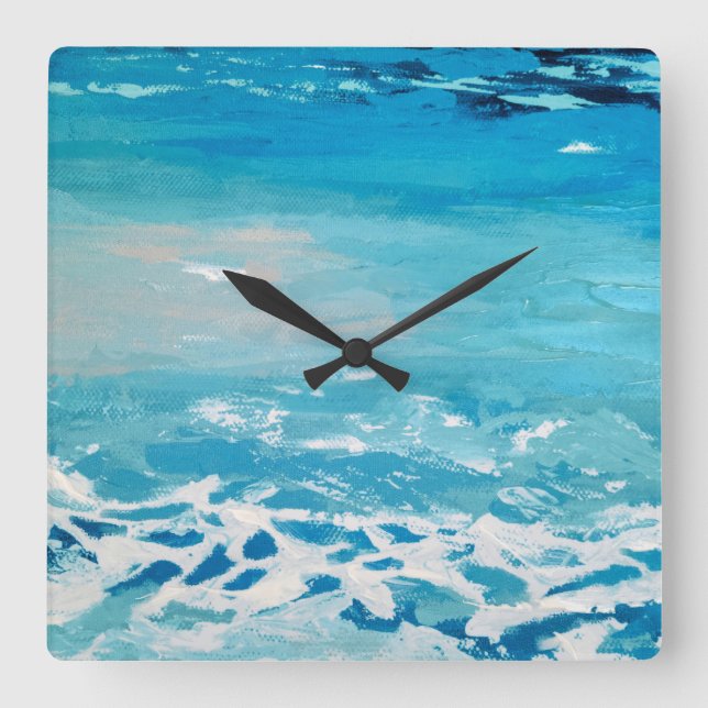 Vatten Färg Fyrkantig Klocka (Framsida)