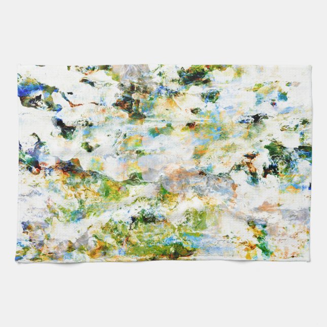 Vatten färg, grunge rustik grafik konst kökshandduk (Horisontell)