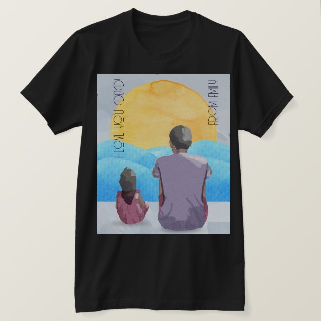 Vatten-färg-havet vid Pappa T Shirt (Design framsida)