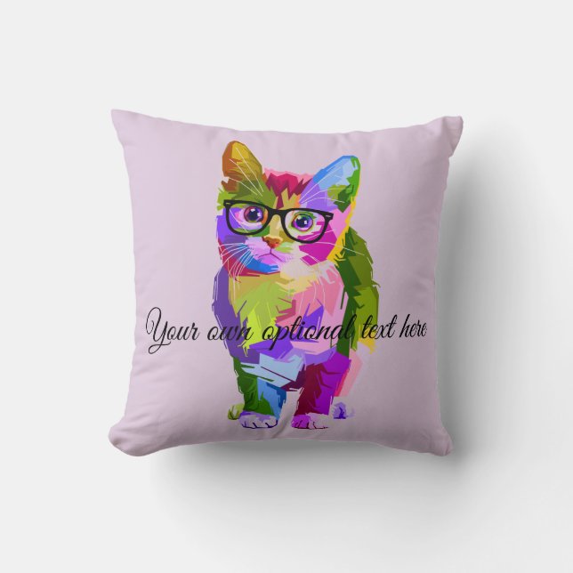 Vatten Färg Hipster Cat accent Pillow Kudde (Framsida)