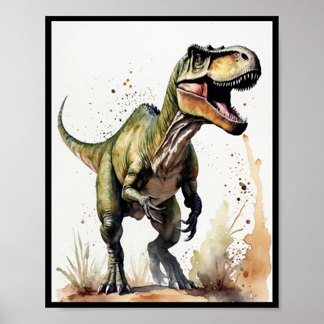Vatten Färg i Dinosaur Tyrannosaurus rex Poster (Framsidan)